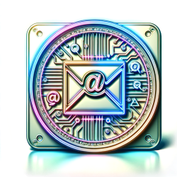 DALL·E 2024-01-18 18.17.42 - Create a square 3D holographic coin-style image representing 'Email Marketing' on a unified pure white background (RGB 255, 255, 255) with a light col
