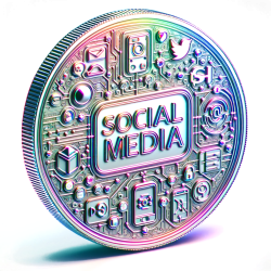 DALL·E 2024-01-18 21.00.34 - Create a 3D holographic coin-style image representing 'Social Media' on a unified pure white background (RGB 255, 255, 255) with a light color scheme